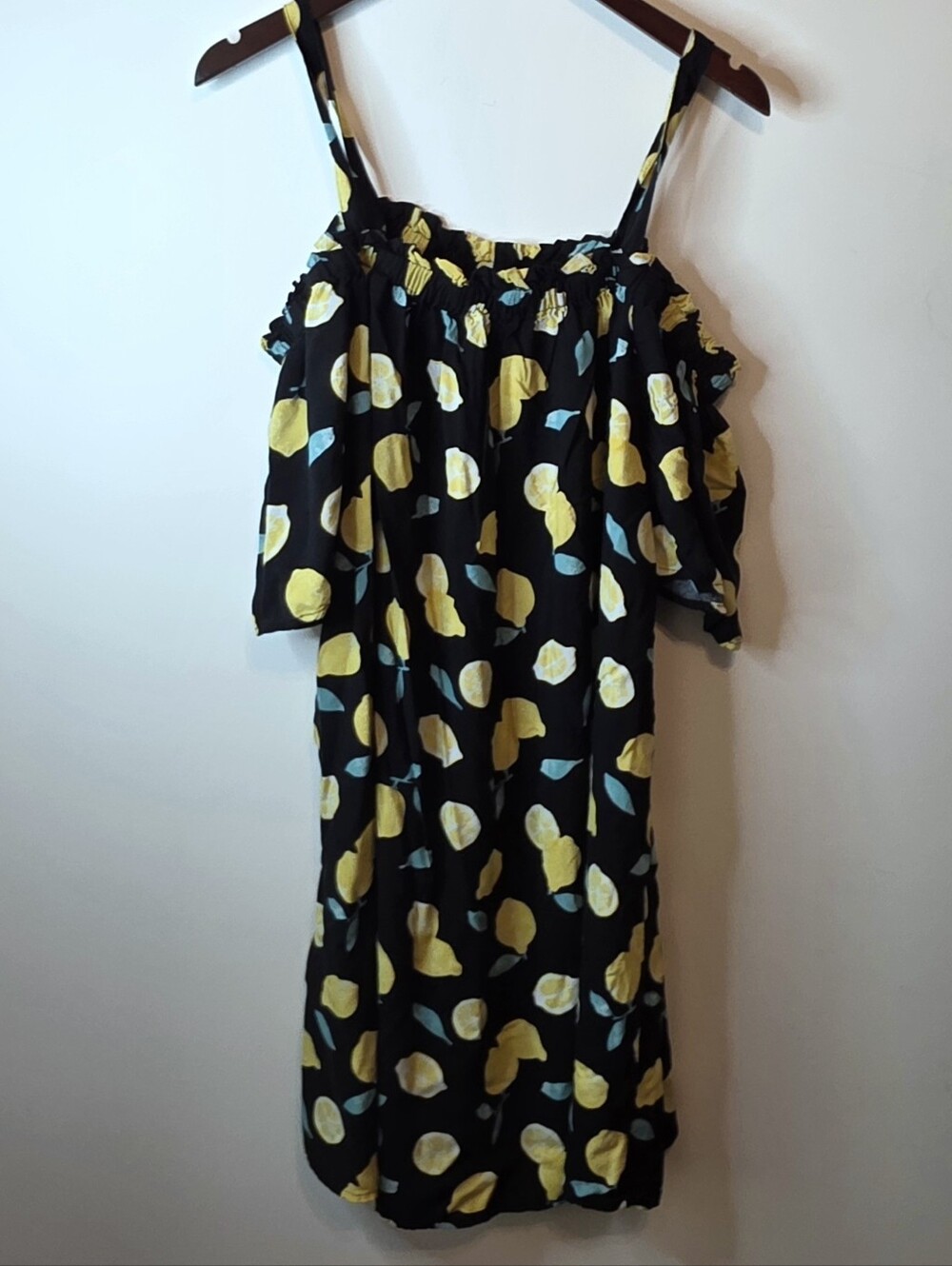 Peyton & Parker Cold Shoulder Lemon Print Mini Dress Or Tunic Top Size XXL